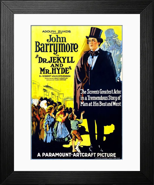 Framed Print : DR. JEKYLL AND MR. HYDE, right: John Barrymore (as Dr. Jekyll and Mr. Hyde'), 1920