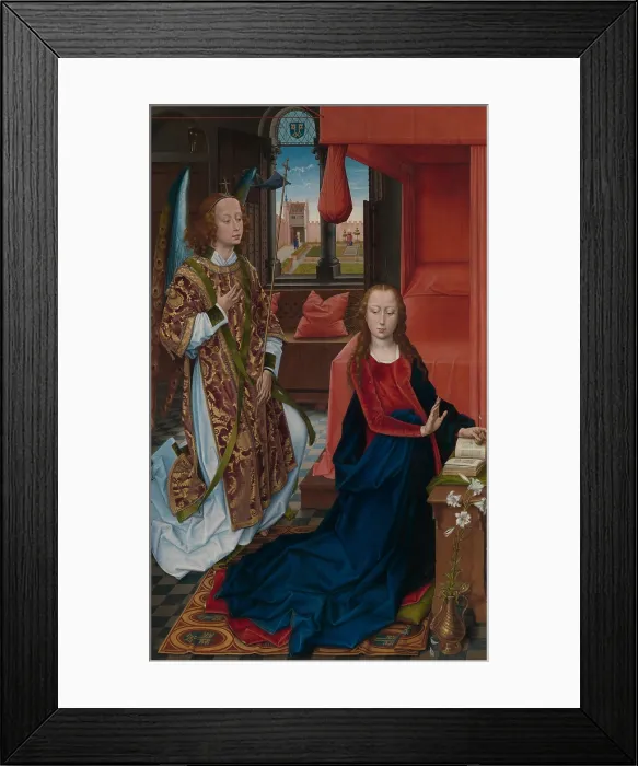 Framed Print : THE ANNUNCIATION, by Hans Memling, 1465-70, Netherlandish, Northern Renaissance oil painting