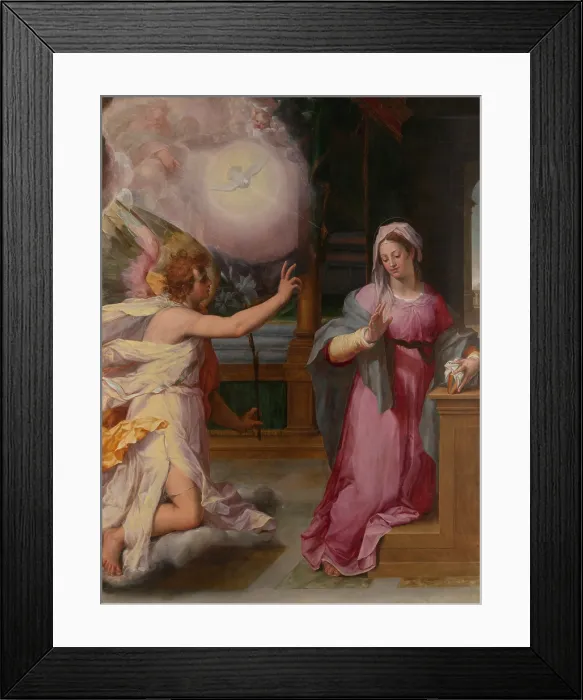 Framed Print : THE ANNUNCIATION, by Peter Candid, 1585, Netherlandish, Northern Renaissance painting, oil on wood