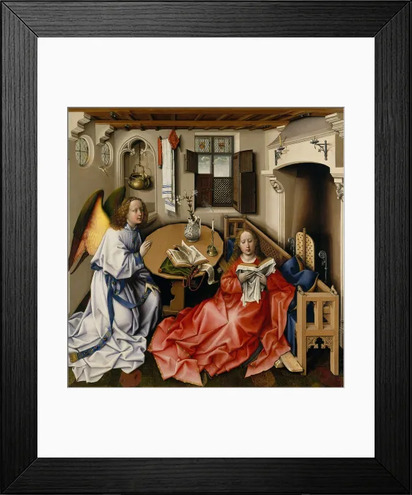 Framed Print : ANNUNCIATION TRIPTYCH, by Workshop of Robert Campin, 1427-32, Northern Renaissance oil painting
