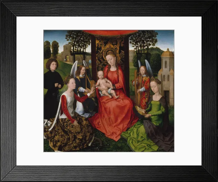 Framed Print : VIRGIN AND CHILD WITH ST. CATHERINE & BARBARA, by Hans Memling, 1480, North Renaissance oil painting
