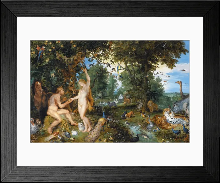 Framed Print : The Garden of Eden with the Fall of Man, 1615, by Jan Brueghel the Elder & Peter Paul Rubens, Flemish painting, oil on panel