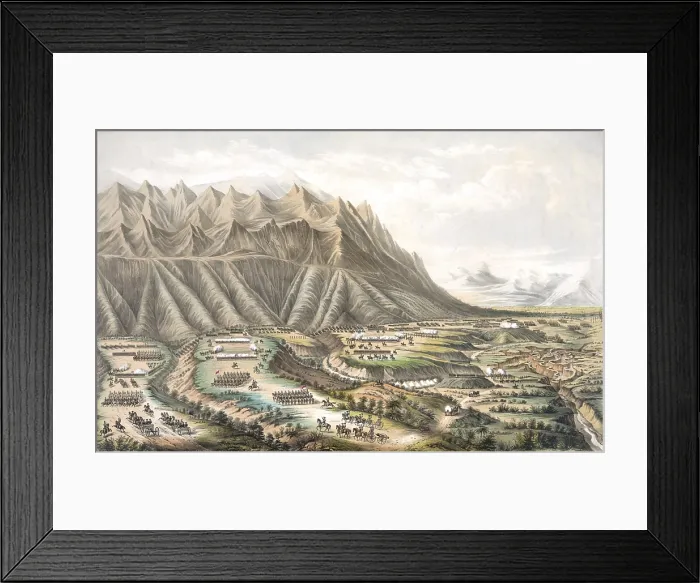 Framed Print : Mexican American War. Battle of Buena Vista, Feb. 23-24, 1847. The battlefield site, near the town of Saltillo, was chosen by Gen Framed Print : Mexican American War. Battle of Buena Vista, Feb. 23-24, 1847. The battlefield site, near the town of Saltillo, was chosen by Gen