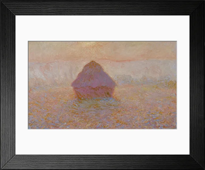 Framed Print : Grainstack, Sun in the Mist, 1891, by Claude Monet, 1840-1926, French Impressionist painting, oil on canvas