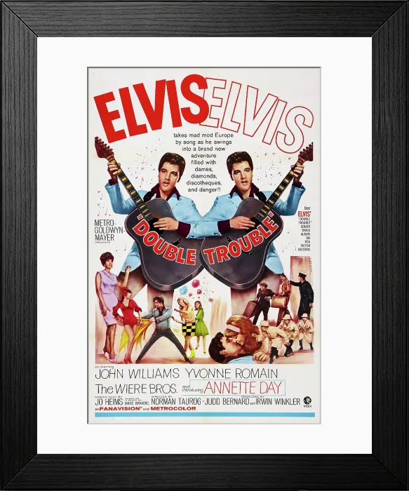 Framed Print : DOUBLE TROUBLE, Yvonne Romain, Elvis Presley, Annette Day, The Wiere Brothers, 1967 Framed Print : DOUBLE TROUBLE, Yvonne Romain, Elvis Presley, Annette Day, The Wiere Brothers, 1967