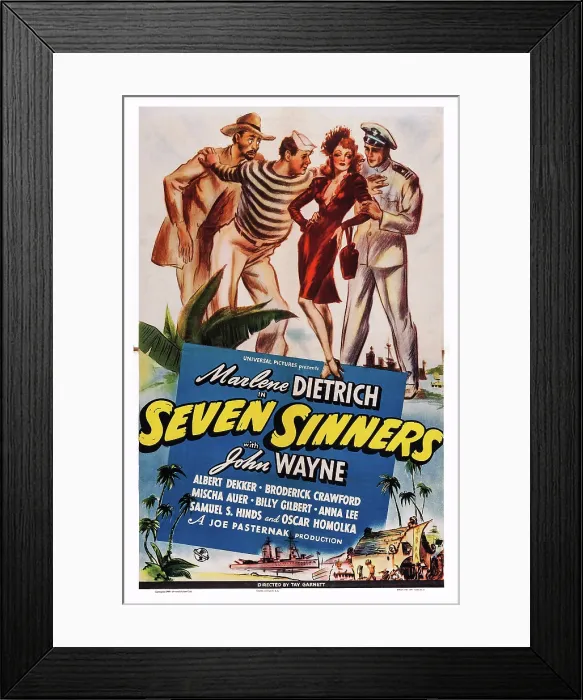 Framed Print : SEVEN SINNERS, US poster art, 1940
