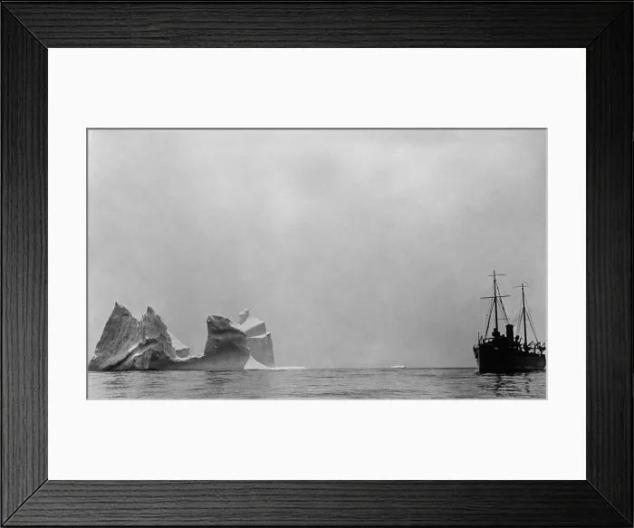 Framed Print : Ship passing an iceberg larger than the vessel. 1910-17, probably in the North Atlantic Ocean (BSLOC_2017_17_107)