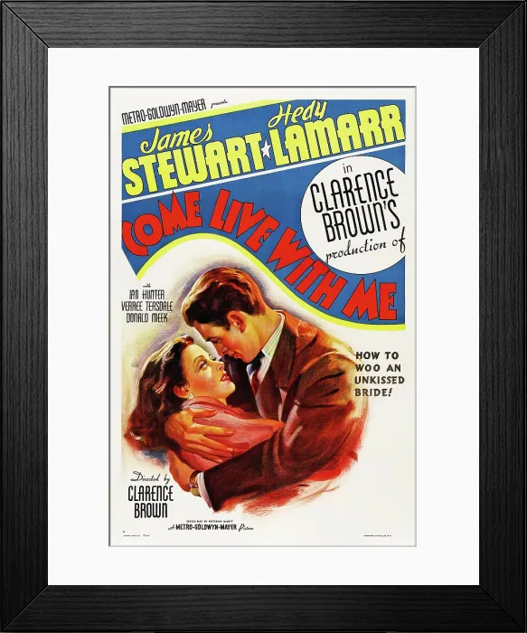Framed Print : COME LIVE WITH ME, US poster art, from left: Hedy Lamarr, James Stewart, 1941