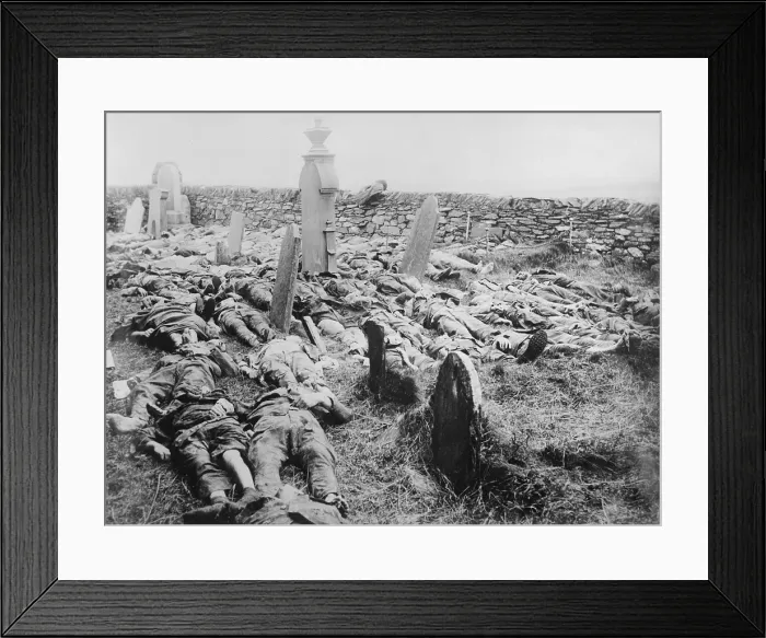 Framed Print : Dead American soldiers laid out in the churchyard at Kilchoman, Islay, Scotland during WW1 Framed Print : Dead American soldiers laid out in the churchyard at Kilchoman, Islay, Scotland during WW1