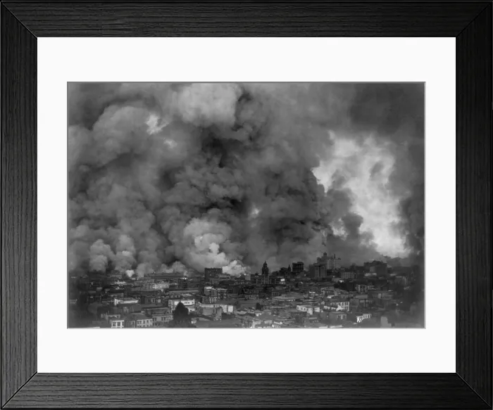 Framed Print : San Francisco in flames after April 18, 1906 earthquake