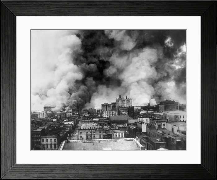 Framed Print : San Francisco in flames after April 18, 1906 earthquake