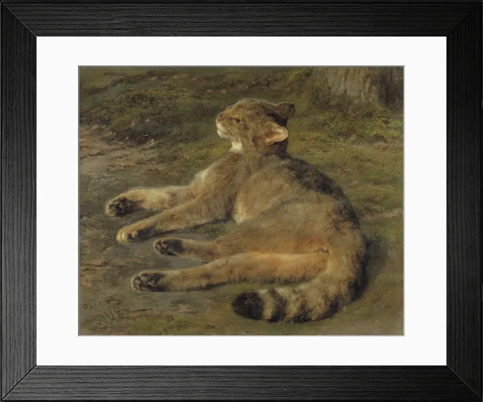Framed Print : Wild Cat, 1850, by Rosa Bonheur, French painting, oil on canvas, realist, realism