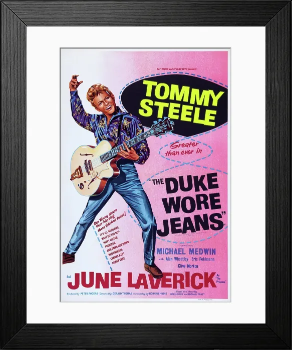 Framed Print : THE DUKE WORE JEANS, US poster art, Tommy Steele, 1958
