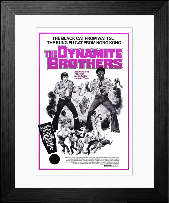 Framed Print : DYNAMITE BROTHERS, (aka STUD BROWN), US poster, from left: Alan Tang, Timothy Brown, 1974 Framed Print : DYNAMITE BROTHERS, (aka STUD BROWN), US poster, from left: Alan Tang, Timothy Brown, 1974