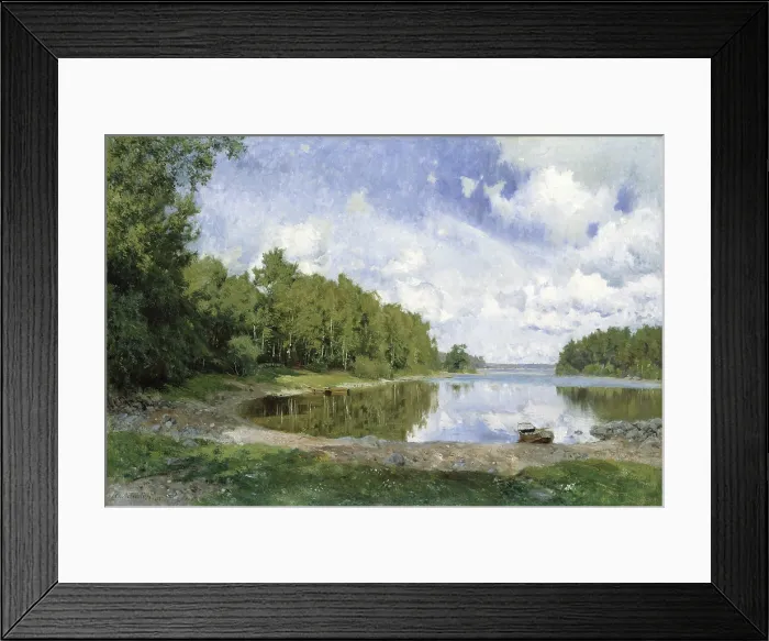Framed Print : Lake View at Engelsberg, Västmanland, Sweden, 1893, by Olof Arborelius, 1842-1915, Swedish painting, oil on canvas