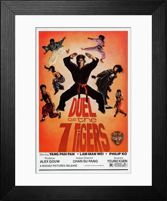 Framed Print : DUEL OF THE 7 TIGERS, (aka LIU HE QIAN SHOU), US poster art, 1979, Goldig Film Company / courtesy Everett Collection