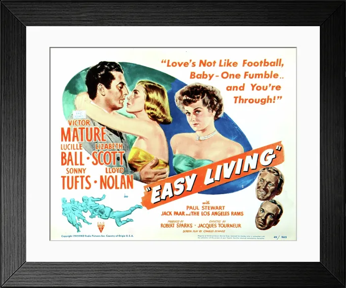 Framed Print : EASY LIVING, Victor Mature, Lizabeth Scott, Lucille Ball, Sonny Tufts, Lloyd Noaln, 1949
