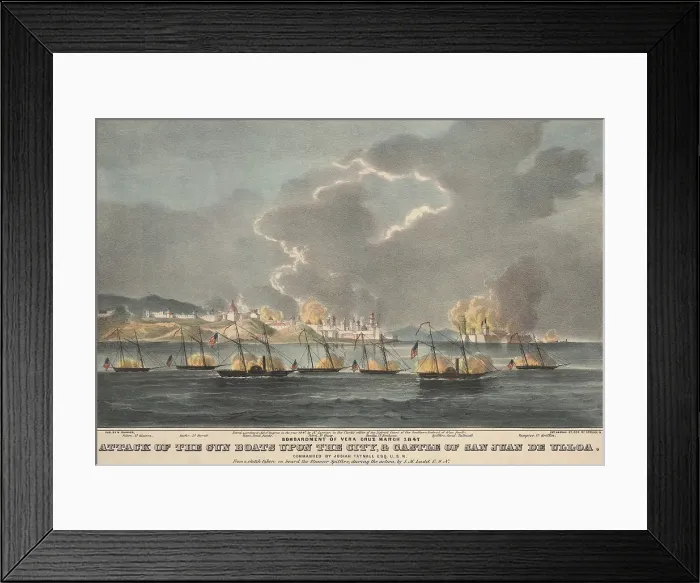 Framed Print : Mexican American War. Siege and bombardment of Vera Cruz and the Castle of San Juan de Ulloa (right), by the US Navy, in March 1847 Framed Print : Mexican American War. Siege and bombardment of Vera Cruz and the Castle of San Juan de Ulloa (right), by the US Navy, in March 1847