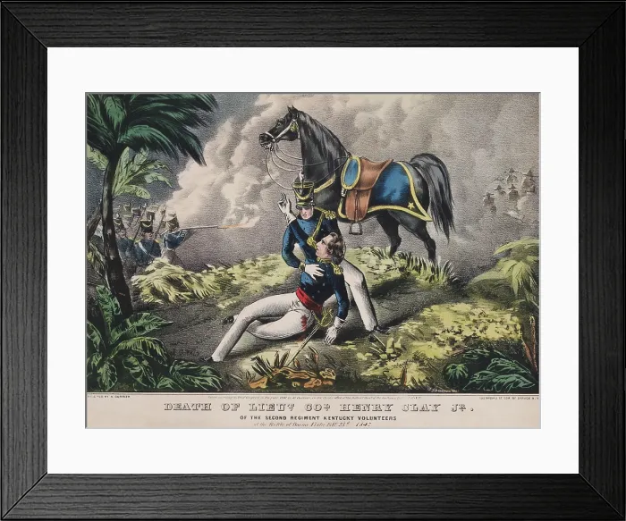 Framed Print : Mexican American War. Battle of Buena Vista, Feb. 22-23, 1847. The death of Lieut. Colonel Henry Clay Jr. at the Battle of Buena Vista