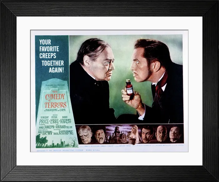 Framed Print : THE COMEDY OF TERRORS, Peter Lorre, Vincent Price, 1963