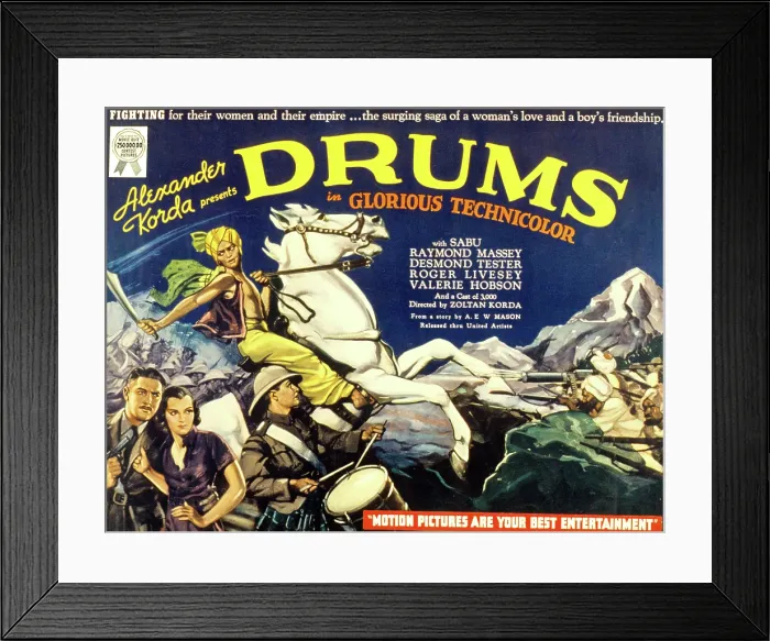 Framed Print : DRUMS, Valerie Hobson (lower left), Sabu (on horse), 1938 Framed Print : DRUMS, Valerie Hobson (lower left), Sabu (on horse), 1938