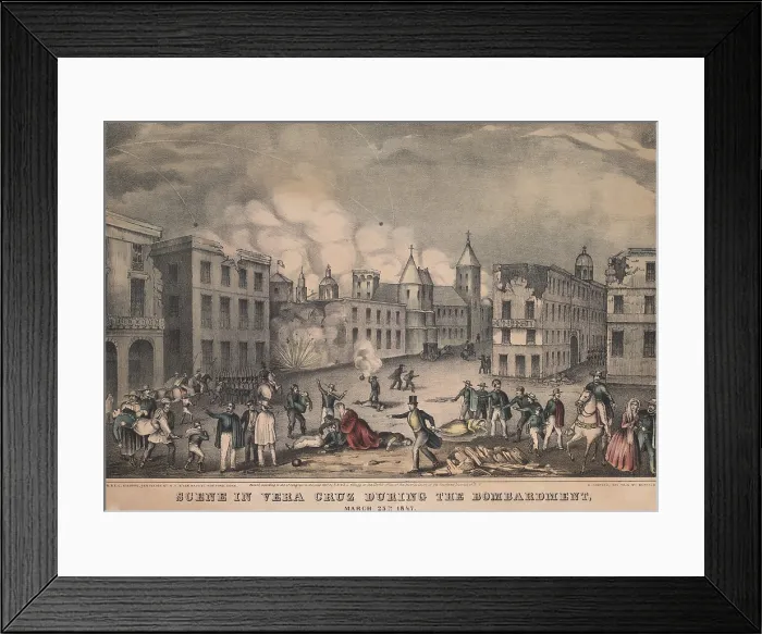 Framed Print : Mexican American War. Vera Cruz during the final bombardment. March 25, 1847