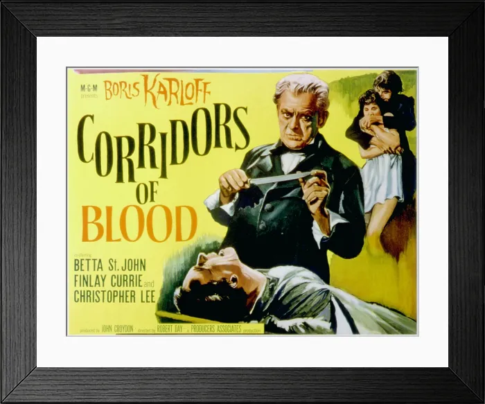 Framed Print : CORRIDORS OF BLOOD, Boris Karloff, 1958