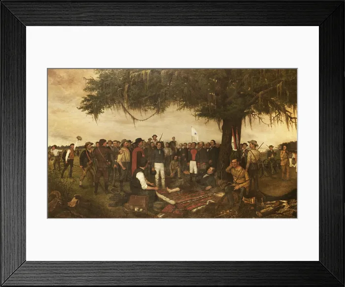 Framed Print : Surrender of Santa Anna, by William Henry Huddle, hangs in the Texas Capitol, Austin, Texas