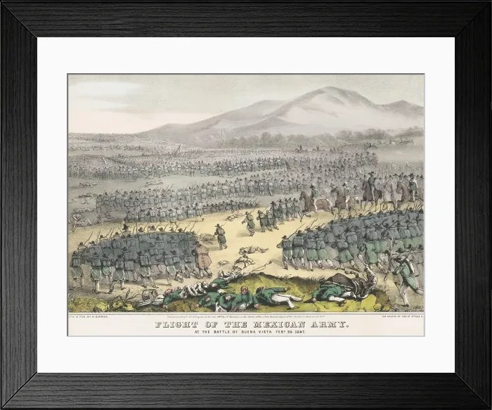 Framed Print : Mexican American War. Battle of Buena Vista, Feb. 22-23, 1847. The exhausted Mexican army silently evacuated the Buena Vista battlefield on the night of Feb