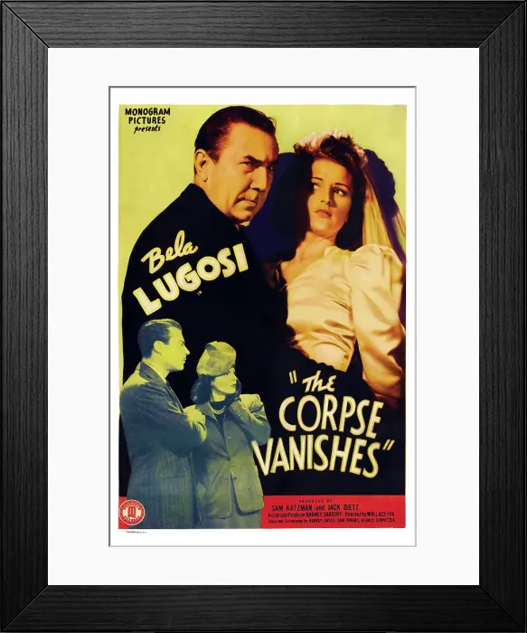 Framed Print : THE CORPSE VANISHES, US poster art, Tris Coffin, Luana Walters, Bela Lugosi, Joan Barclay, 1942