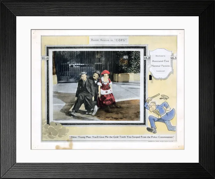 Framed Print : COPS, US lobbycard, Buster Keaton, 1922