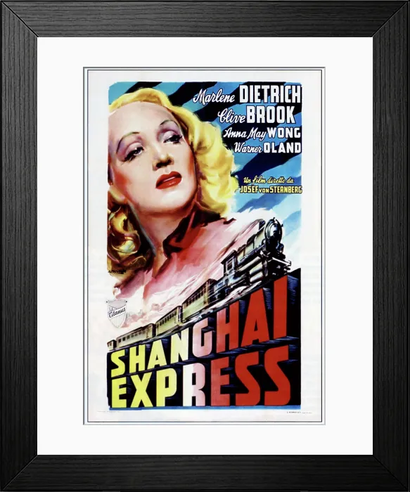 Framed Print : SHANGHAI EXPRESS, Marlene Dietrich on 1950s Italian poster art, 1932