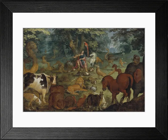 Framed Print : Orpheus Charming the Beasts, c. 1600, in the manner of earlier artist, Roelant Savery, 1576-1639, Dutch painting, oil on wood Framed Print : Orpheus Charming the Beasts, c. 1600, in the manner of earlier artist, Roelant Savery, 1576-1639, Dutch painting, oil on wood