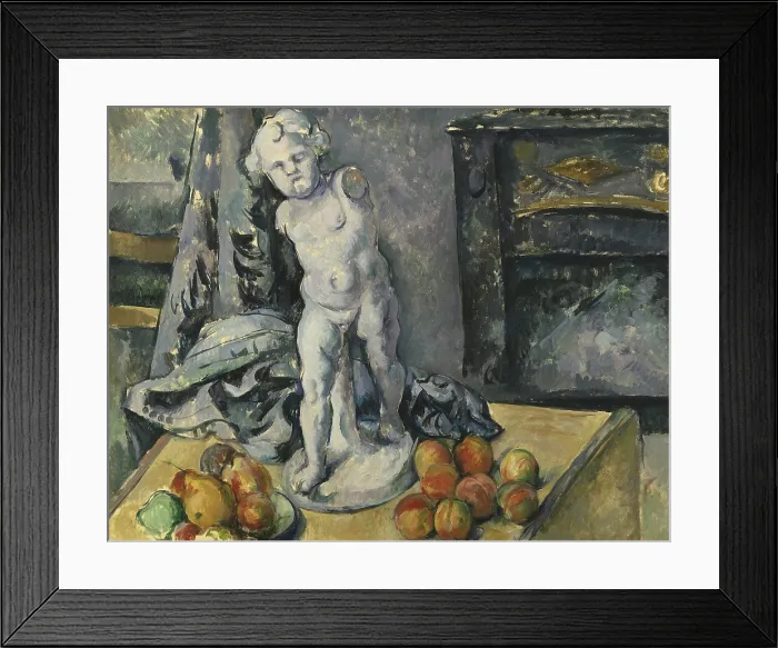 Framed Print : Still Life with Plaster Cupid 1890s, by Paul Cezanne, 1839-1906, French Impressionist painting, oil on canvas