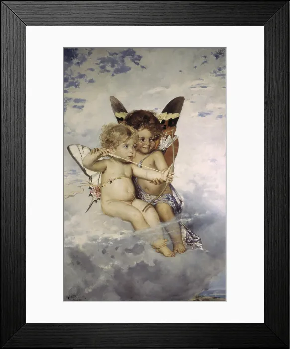 Framed Print : Cupids, 1881, by Julius Kronberg, Swedish painting, 1850-1921, oil on canvas