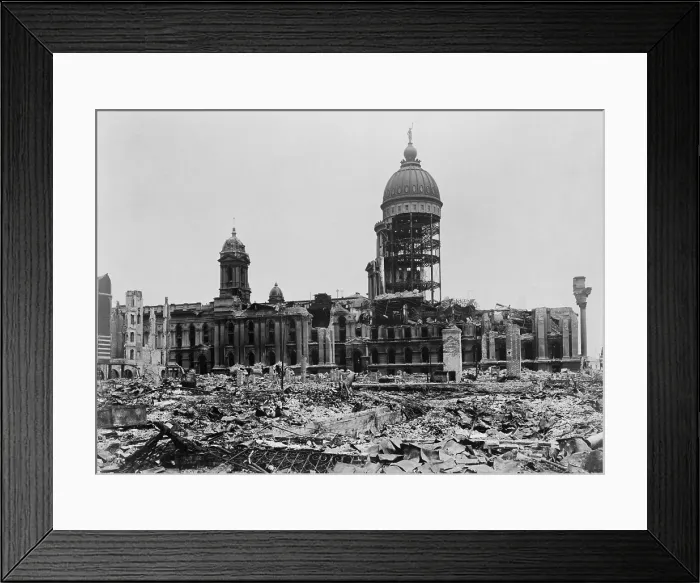 Framed Print : Ruins of San Francisco City Hall after the April 18, 1906 earthquake and 3-day fire Framed Print : Ruins of San Francisco City Hall after the April 18, 1906 earthquake and 3-day fire
