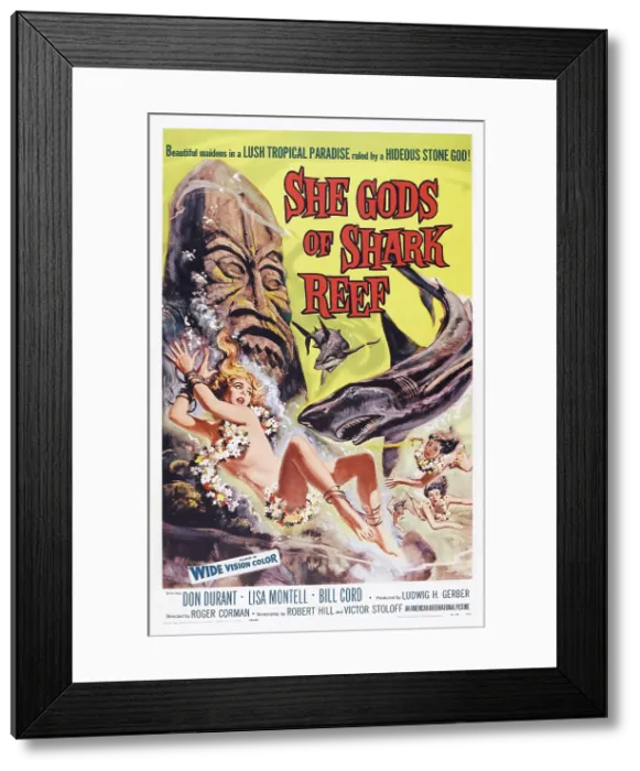 Framed Print : SHE GODS OF SHARK REEF, US poster, Lisa Montell, 1958 Framed Print : SHE GODS OF SHARK REEF, US poster, Lisa Montell, 1958