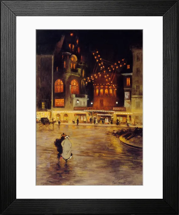 Framed Print : Le Moulin Rouge at La Place Blanche, by Zawiski, Edouard, 1902. The cabaret opened in 1889 and was destroyed by fire in 1915