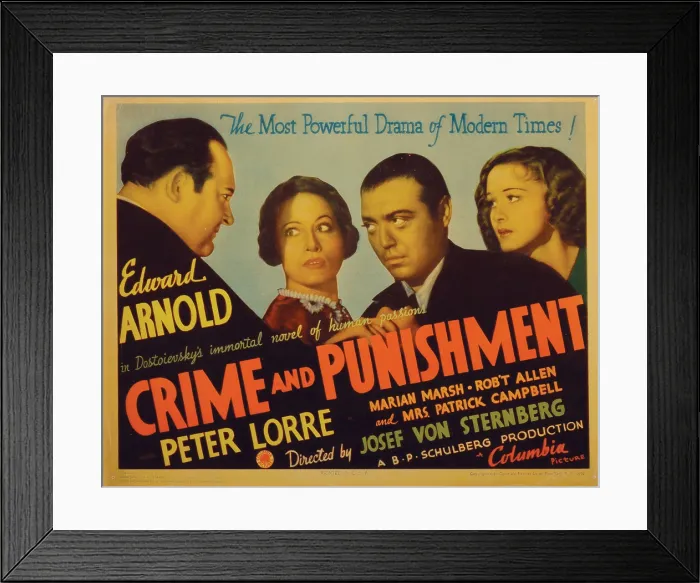 Framed Print : CRIME AND PUNISHMENT, Edward Arnold, Tala Birell, Peter Lorre, Marian Marsh, 1935