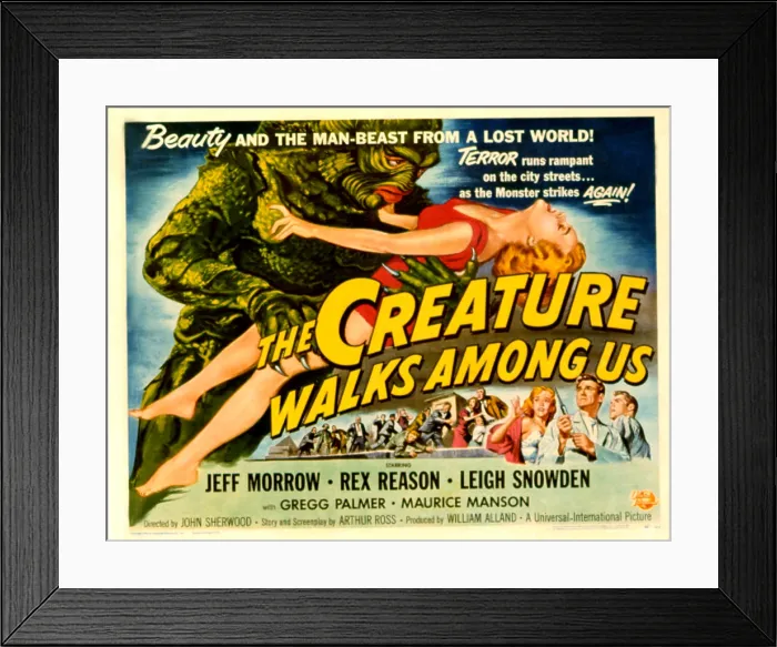 Framed Print : THE CREATURE WALKS AMONG US, Leigh Snowden, Jeff Morrow, Rex Reason, 1956, poster art Framed Print : THE CREATURE WALKS AMONG US, Leigh Snowden, Jeff Morrow, Rex Reason, 1956, poster art