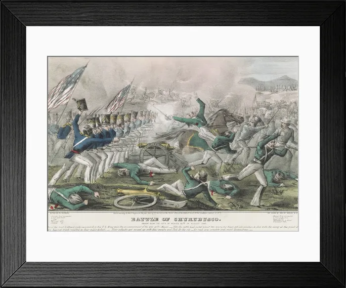 Framed Print : Mexican American War. Battle of Churubusco, August 20, 1847. During the US Army's approach to Mexico City, they invaded through rough land south of the city