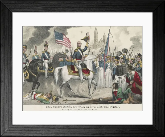 Framed Print : Mexican American War. Gen. Winfield Scott's triumphal entry into Mexico City, on the morning of Sept. 14, 1847