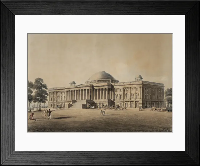 Framed Print : United States Capitol in Washington, DC, ca. 1825. Hand-colored aquatint and etching by Thomas Sutherland