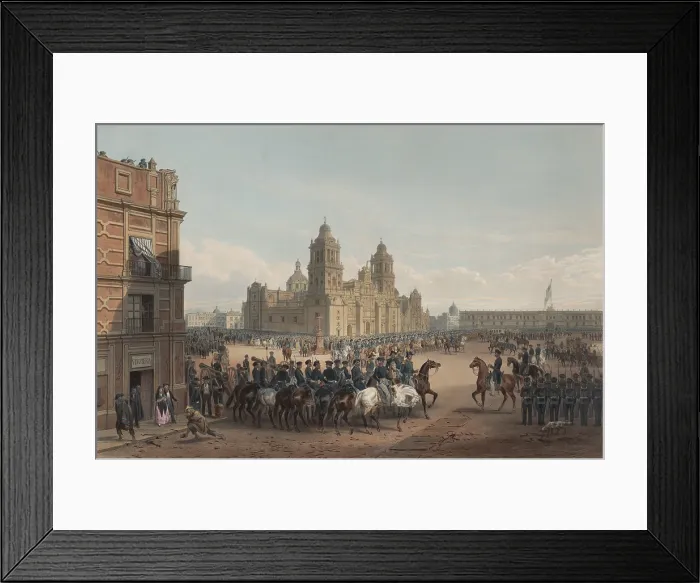 Framed Print : Mexican American War. Gen. Winfield Scott's triumphal entry into Mexico City, on the morning of Sept. 14, 1847. At dawn, the city government surrendered