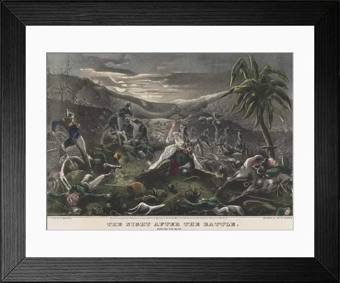 Framed Print : Mexican American War, 1846-1847. American soldiers burying the dead on a Mexican battlefield