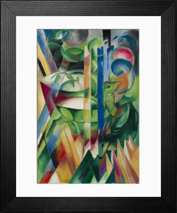 Framed Print : The Little Mountain Goats, 1913, by Franz Marc, 1880-1916, German Expressionism, painting, oil on canvas