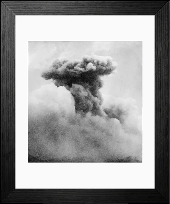 Framed Print : Mushroom smoke column of Mont Pelee, Martinique, a French territory in Caribbean in June 1902