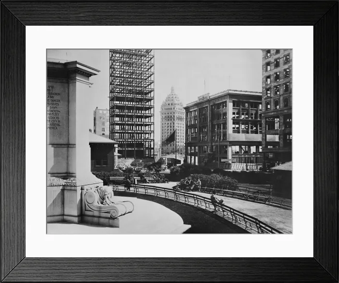 Framed Print : New construction at Geary & Stockton Streets, in 1906-07, after the San Francisco earthquake Framed Print : New construction at Geary & Stockton Streets, in 1906-07, after the San Francisco earthquake