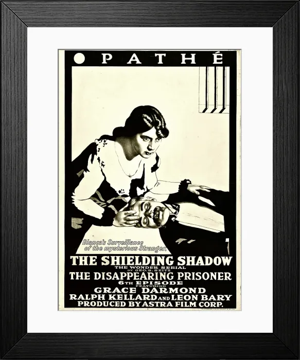 Framed Print : THE SHIELDING SHADOW, left: Grace Darmond in Episode 6: The Disappearing Prisoner, 1916