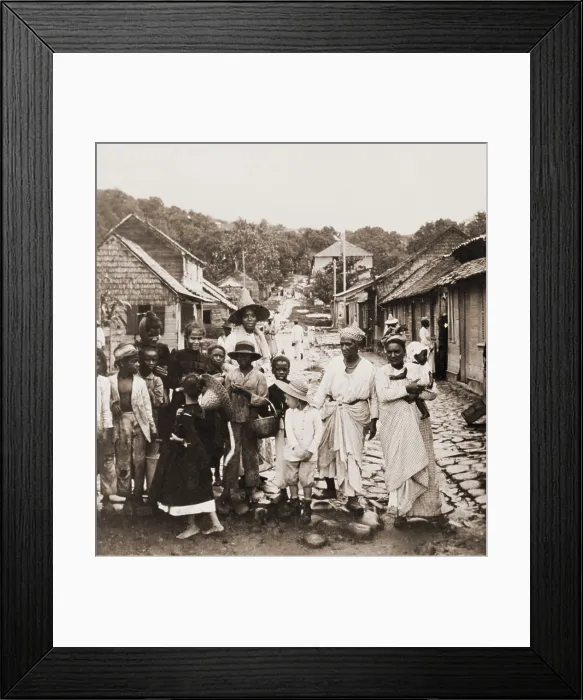 Framed Print : Refugees from Mt. Pelee eruptions in the summer of 1902 on Martinique, West Indies
